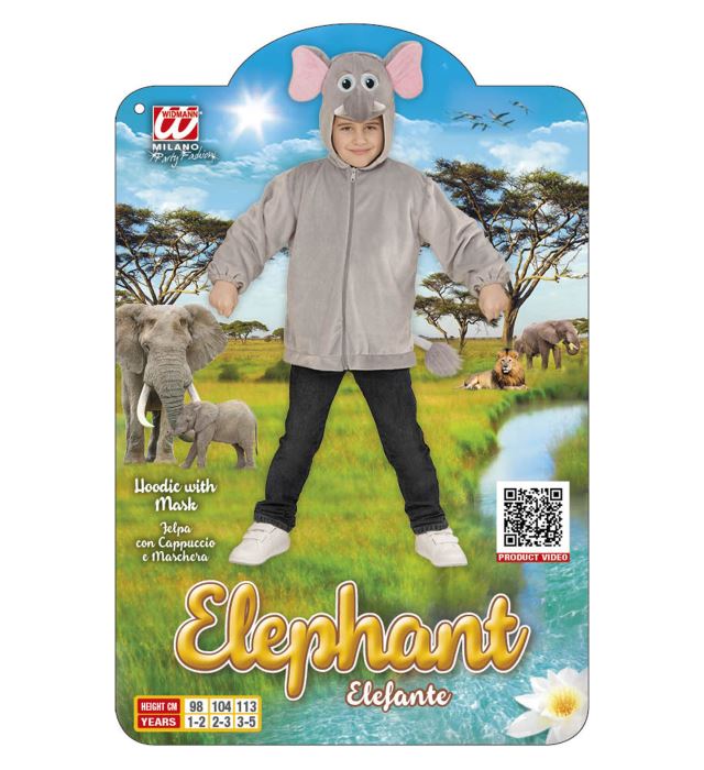 Elephant In Soft Plush  Hoodie With Mask 