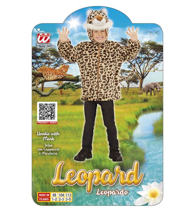 Leopard In Soft Plush  Hoodie With Mask 