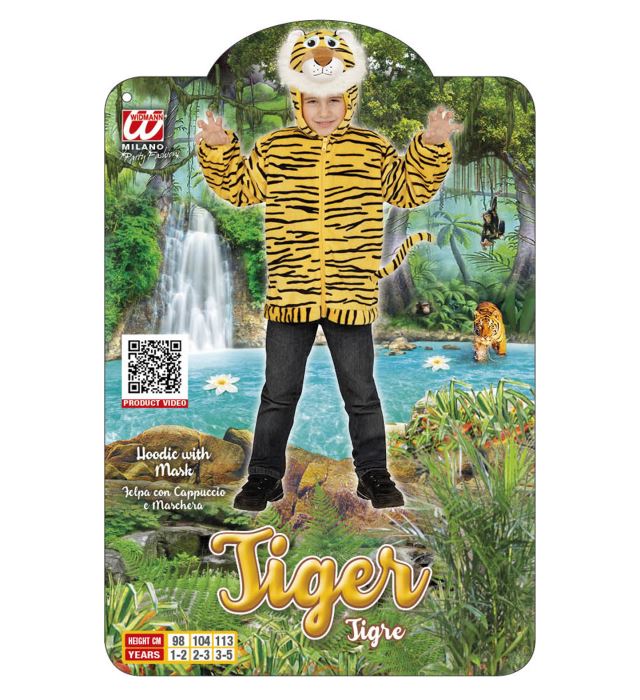 Tiger In Soft Plush  Hoodie With Mask 