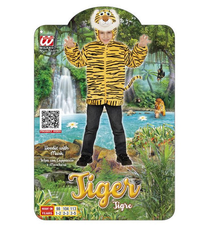 Tiger In Soft Plush  Hoodie With Mask 
