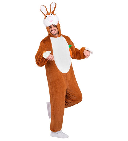 Bunny In Soft Plush  Hooded Jumpsuit With Mask 