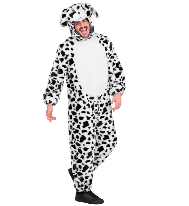 Dalmatian In Soft Plush  Hooded Jumpsuit With Mask 
