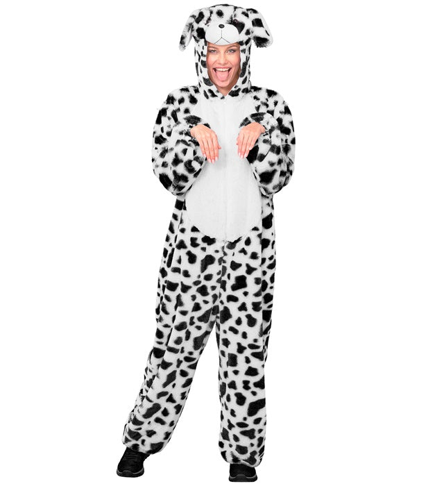 Dalmatian In Soft Plush  Hooded Jumpsuit With Mask 