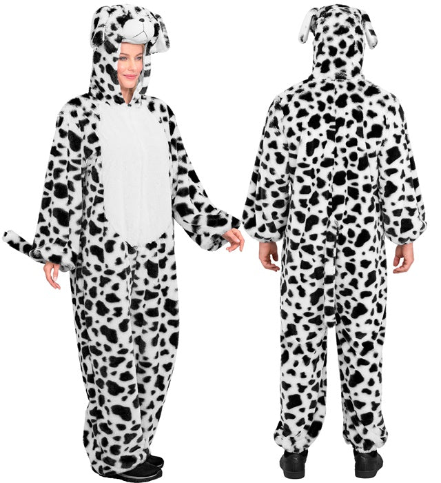 Dalmatian In Soft Plush  Hooded Jumpsuit With Mask 