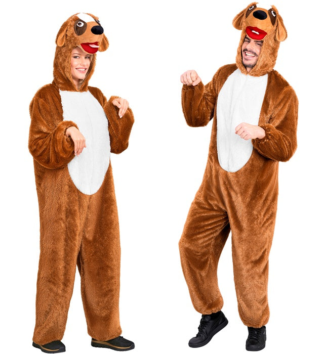 Dog In Soft Plush  Hooded Jumpsuit With Mask 