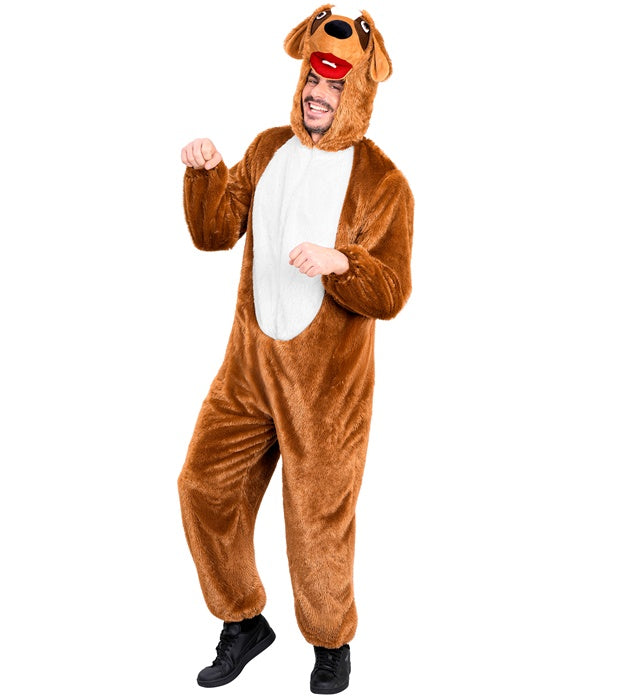 Dog In Soft Plush  Hooded Jumpsuit With Mask 