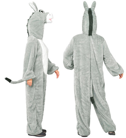 Donkey In Soft Plush  Hooded Jumpsuit With Mask 