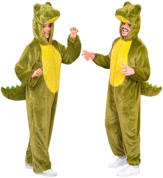 Crocodile In Soft Plush  Hooded Jumpsuit With Mask 