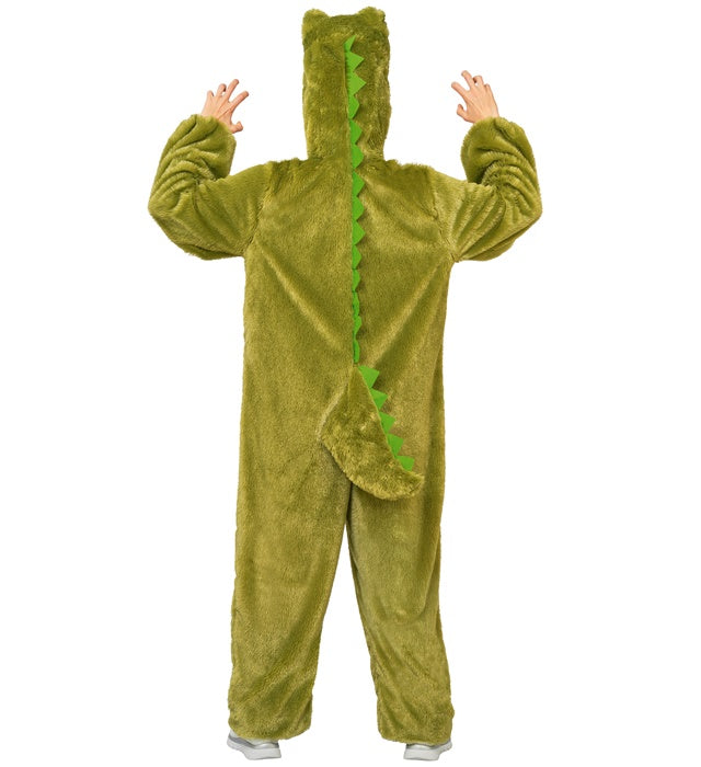 Crocodile In Soft Plush  Hooded Jumpsuit With Mask 
