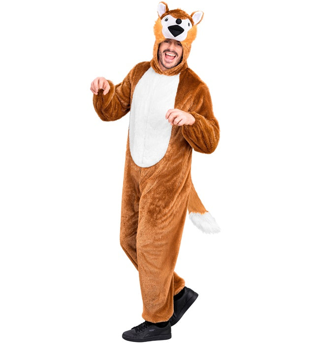 Fox In Soft Plush  Hooded Jumpsuit With Mask 