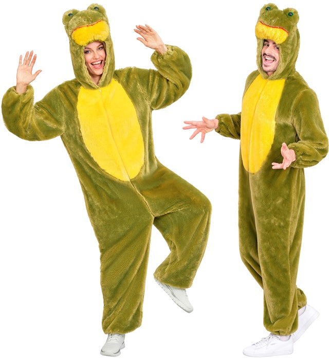 Frog In Soft Plush  Hooded Jumpsuit With Mask 