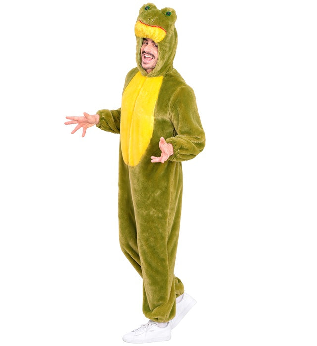 Frog In Soft Plush  Hooded Jumpsuit With Mask 
