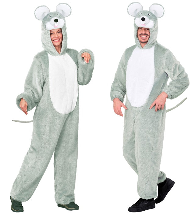 Mouse In Soft Plush  Hooded Jumpsuit With Mask 
