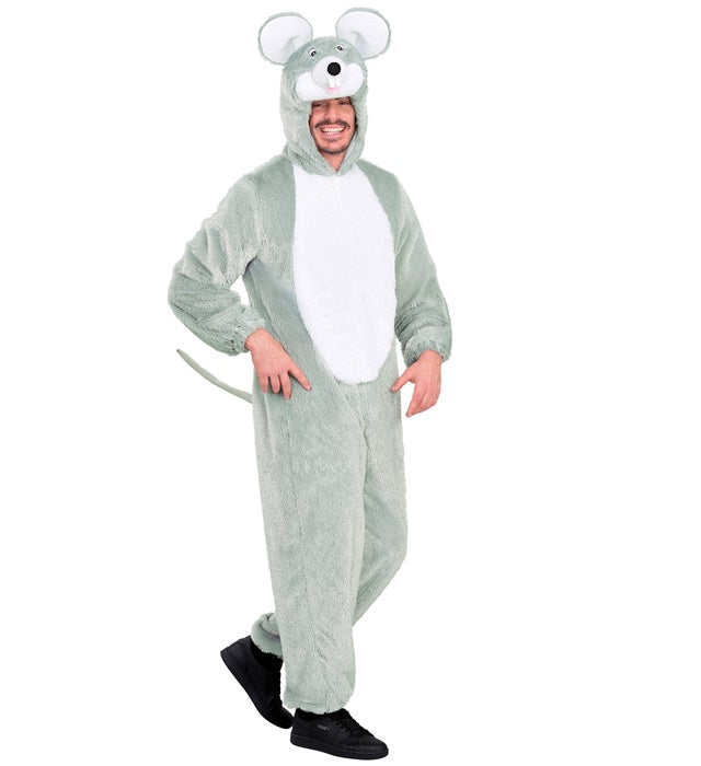 Mouse In Soft Plush  Hooded Jumpsuit With Mask 
