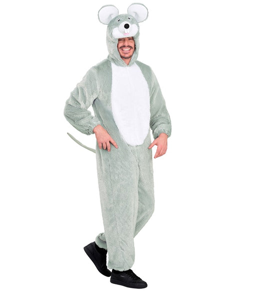 Mouse In Soft Plush  Hooded Jumpsuit With Mask 