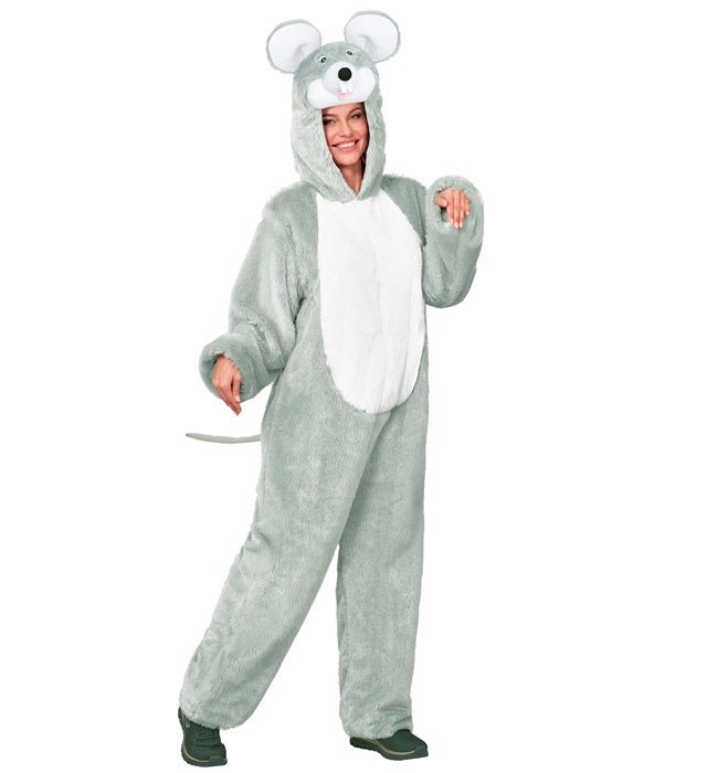 Mouse In Soft Plush  Hooded Jumpsuit With Mask 