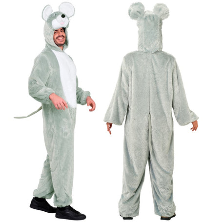 Mouse In Soft Plush  Hooded Jumpsuit With Mask 