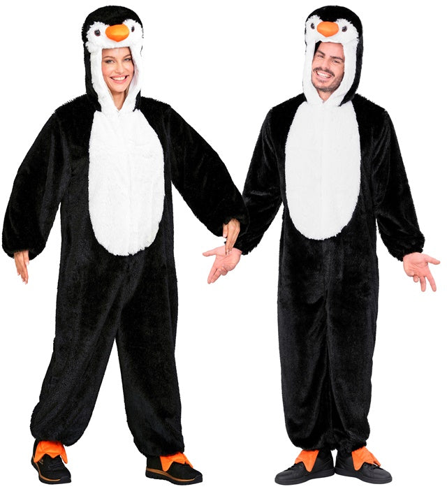 Penguin In Soft Plush  Hooded Jumpsuit With Mask 
