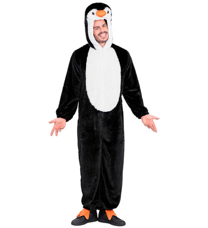 Penguin In Soft Plush  Hooded Jumpsuit With Mask 