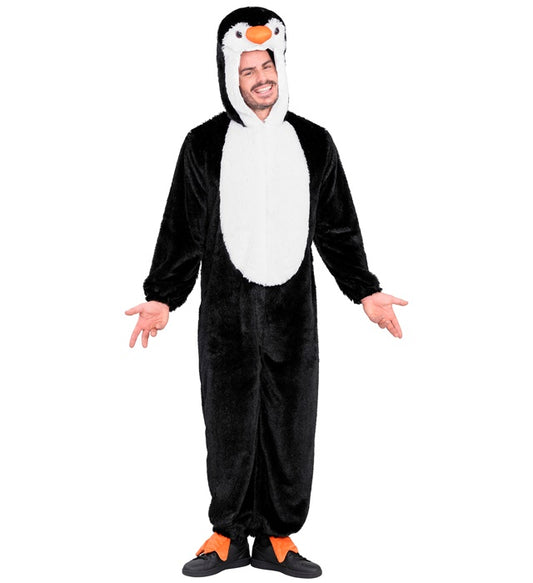 Penguin In Soft Plush  Hooded Jumpsuit With Mask 