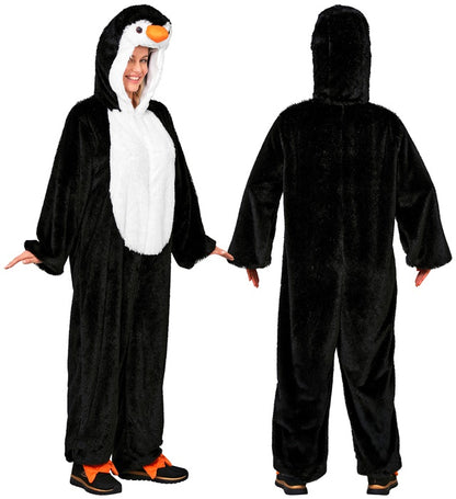Penguin In Soft Plush  Hooded Jumpsuit With Mask 