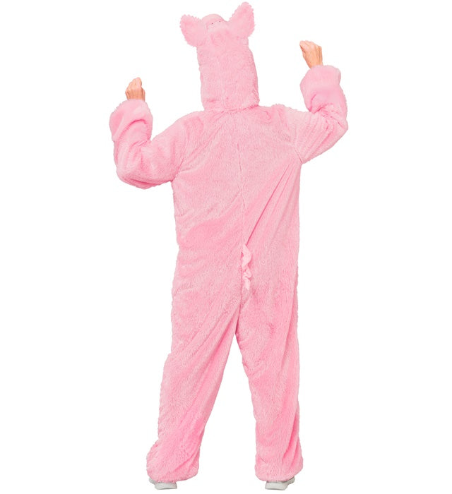 Pig In Soft Plush  Hooded Jumpsuit With Mask 