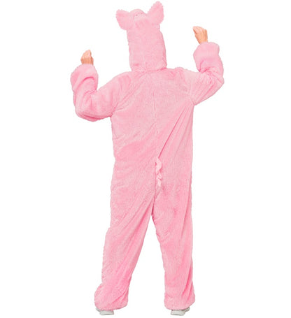 Pig In Soft Plush  Hooded Jumpsuit With Mask 