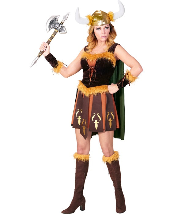 Viking  Dress With Cape, Arm Pieces, Helmet 