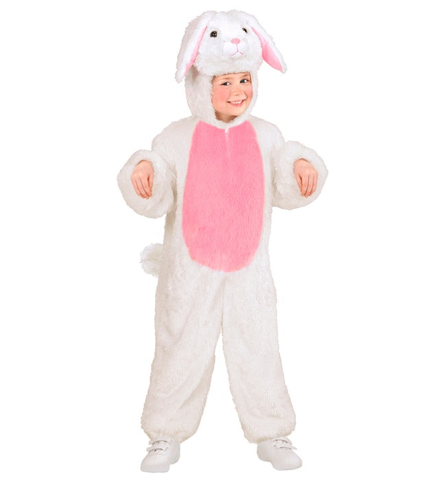 Bunny In Soft Plush  Hooded Jumpsuit With Mask 