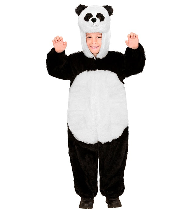 Panda In Soft Plush  Hooded Jumpsuit With Mask 