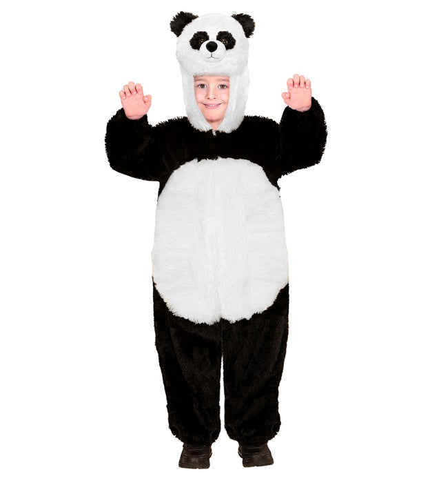 Panda In Soft Plush  Hooded Jumpsuit With Mask 