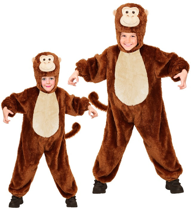 Monkey In Soft Plush  Hooded Jumpsuit With Mask 
