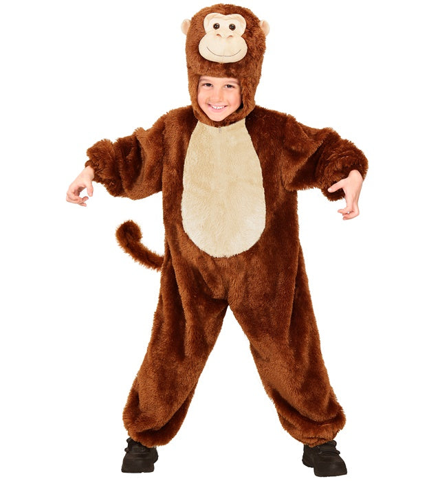 Monkey In Soft Plush  Hooded Jumpsuit With Mask 