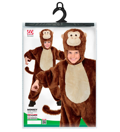 Monkey In Soft Plush  Hooded Jumpsuit With Mask 