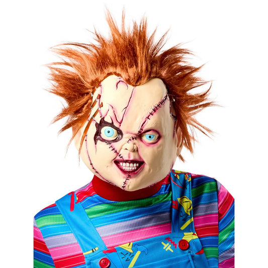 Bride of Chucky Movie Chucky Stitched Up 3/4 Vinyl Costume Mask for Adults 1