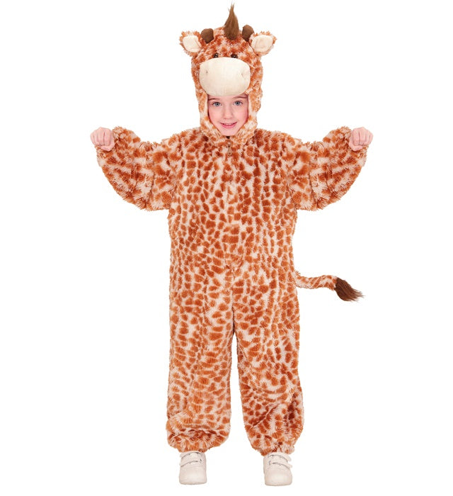 Giraffe In Soft Plush  Hooded Jumpsuit With Mask 