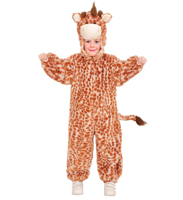 Giraffe In Soft Plush  Hooded Jumpsuit With Mask 