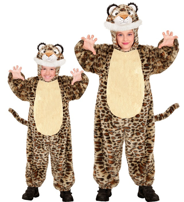 Leopard In Soft Plush  Hooded Jumpsuit With Mask 