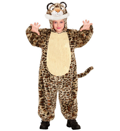 Leopard In Soft Plush  Hooded Jumpsuit With Mask 