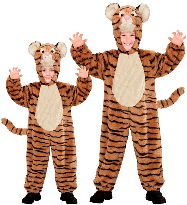 Tiger In Soft Plush  Hooded Jumpsuit With Mask 