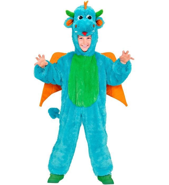 Dragon In Soft Plush  Hooded Jumpsuit With Mask 