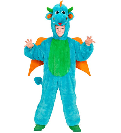 Dragon In Soft Plush  Hooded Jumpsuit With Mask 