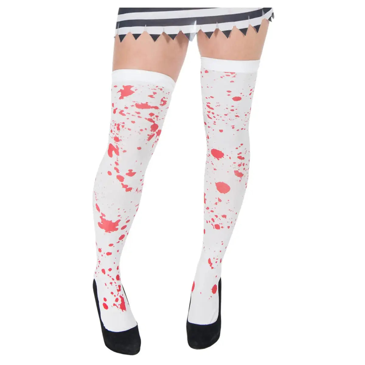 Blood Splattered Stockings White and Red Horror Costume Accessory 1