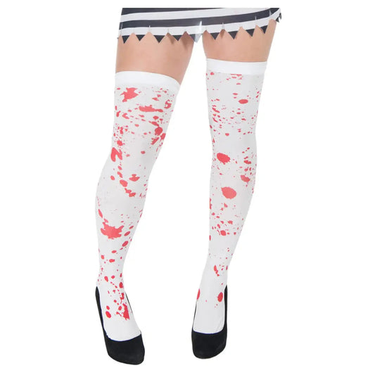 Blood Splattered Stockings White and Red Horror Costume Accessory 1