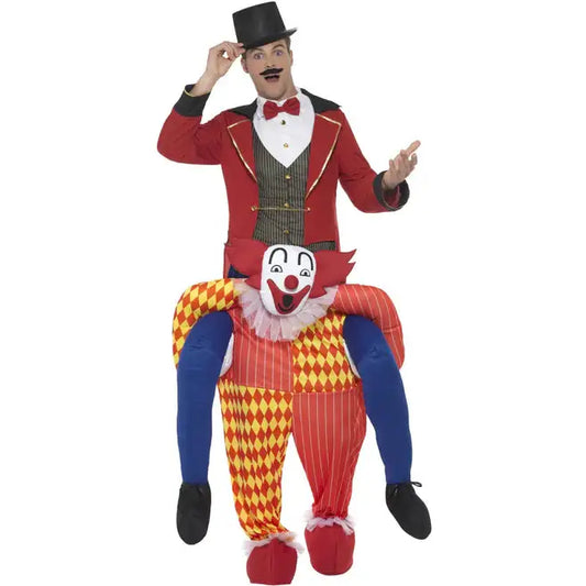 Piggyback Clown Costume Yellow One Piece Suit with Mock Legs 1