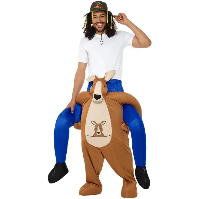 Piggyback Kangaroo Costume Brown One Piece Suit and Mock Legs 1
