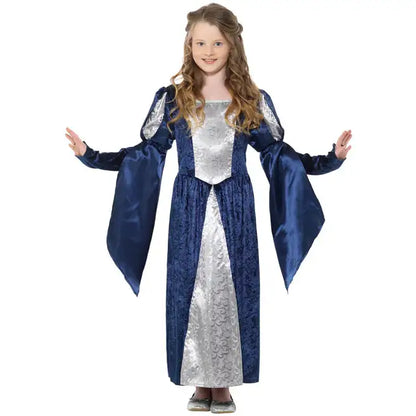 Medieval Maid Girl Costume Blue Marion Princess 1