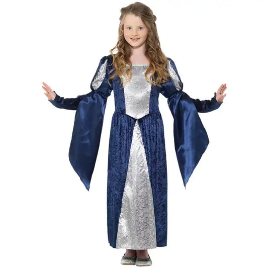 Medieval Maid Girl Costume Blue Marion Princess 1