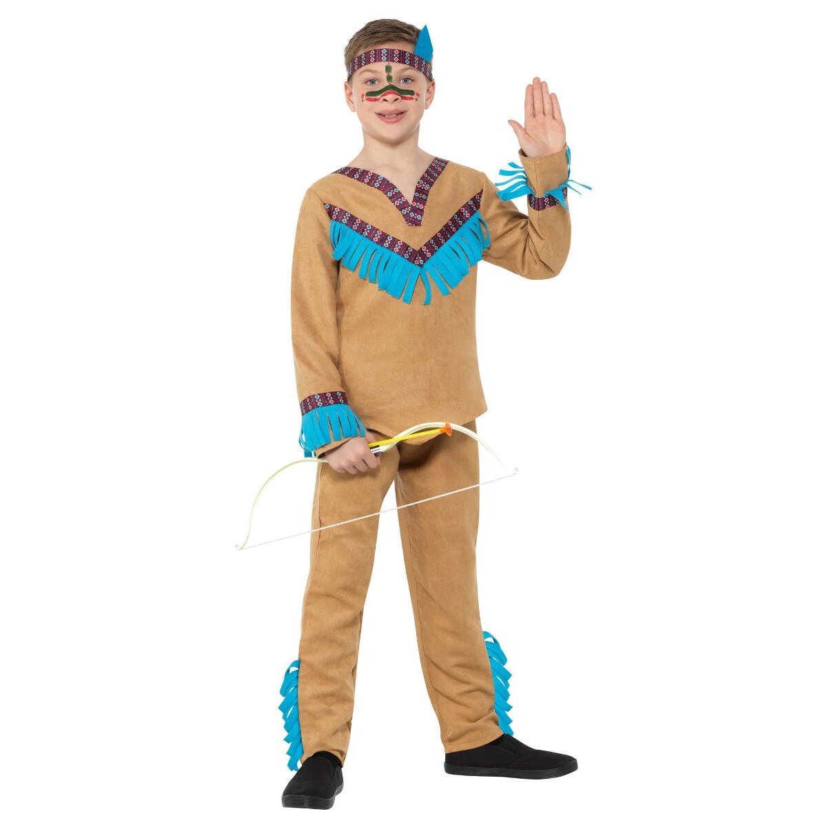 Native American-Inspired Boys Costume Brown Outfit with Headband 1