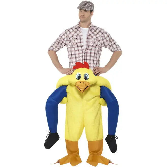 Piggyback Chicken Costume Yellow One Piece Suit with Mock Legs 1